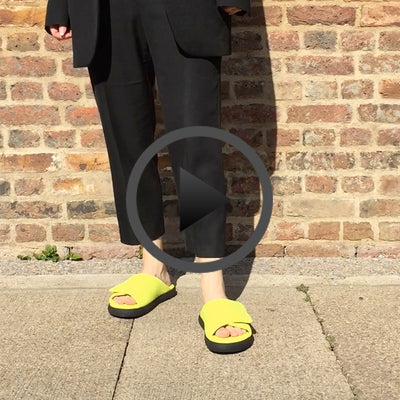 HOLLER Neon Yellow | Vegan Leather Slides