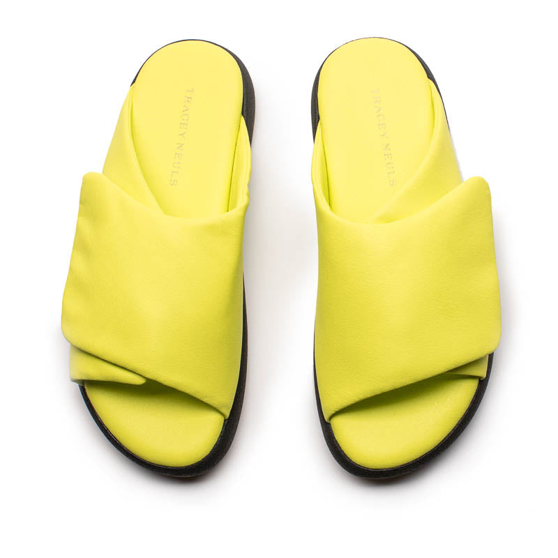 HOLLER Neon Yellow | Vegan Leather Slides