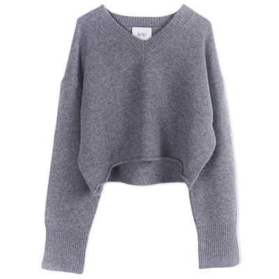Cashmere knitted cropped sweater Grey