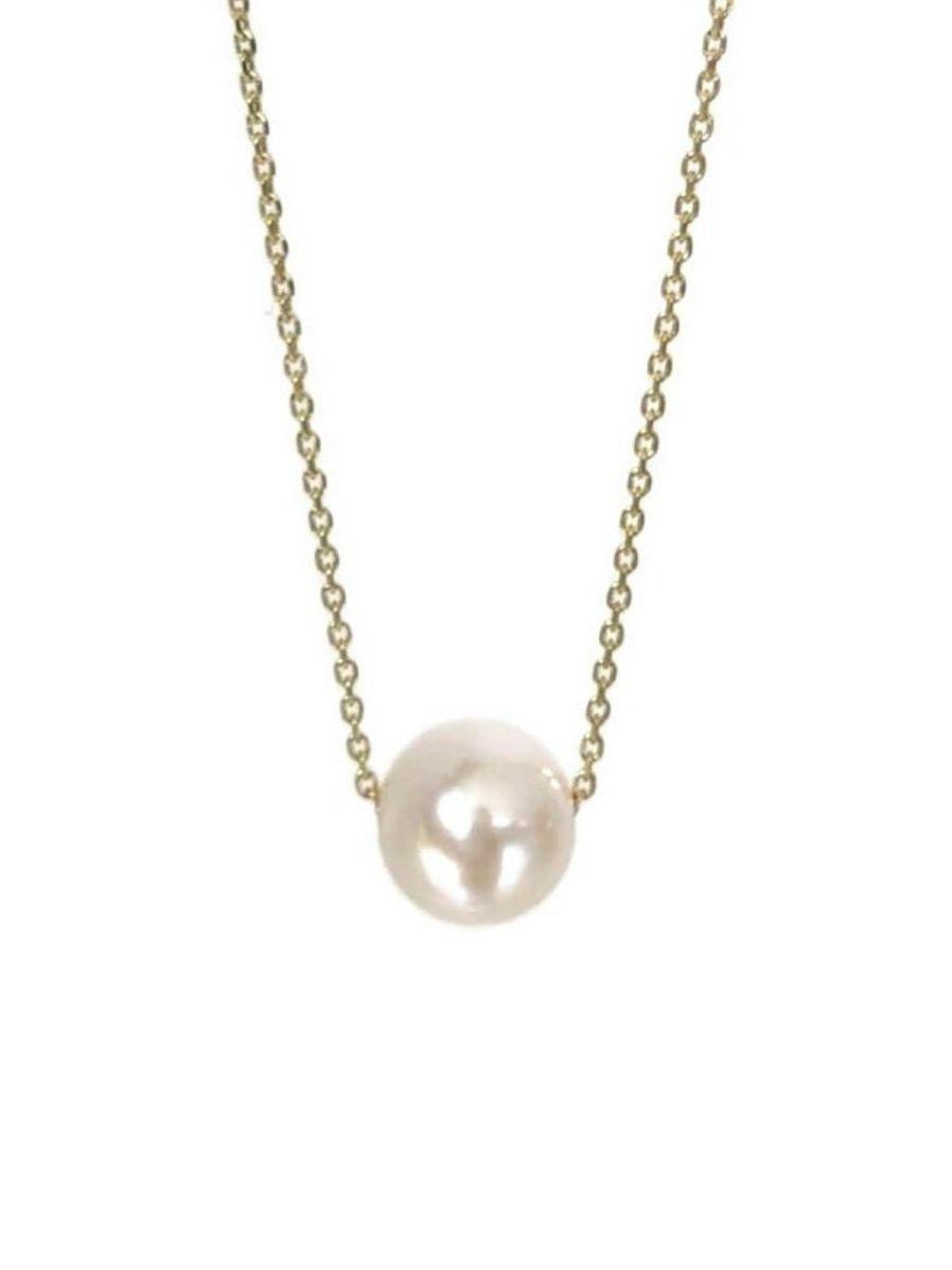 Floating pearl necklace in 9ct gold