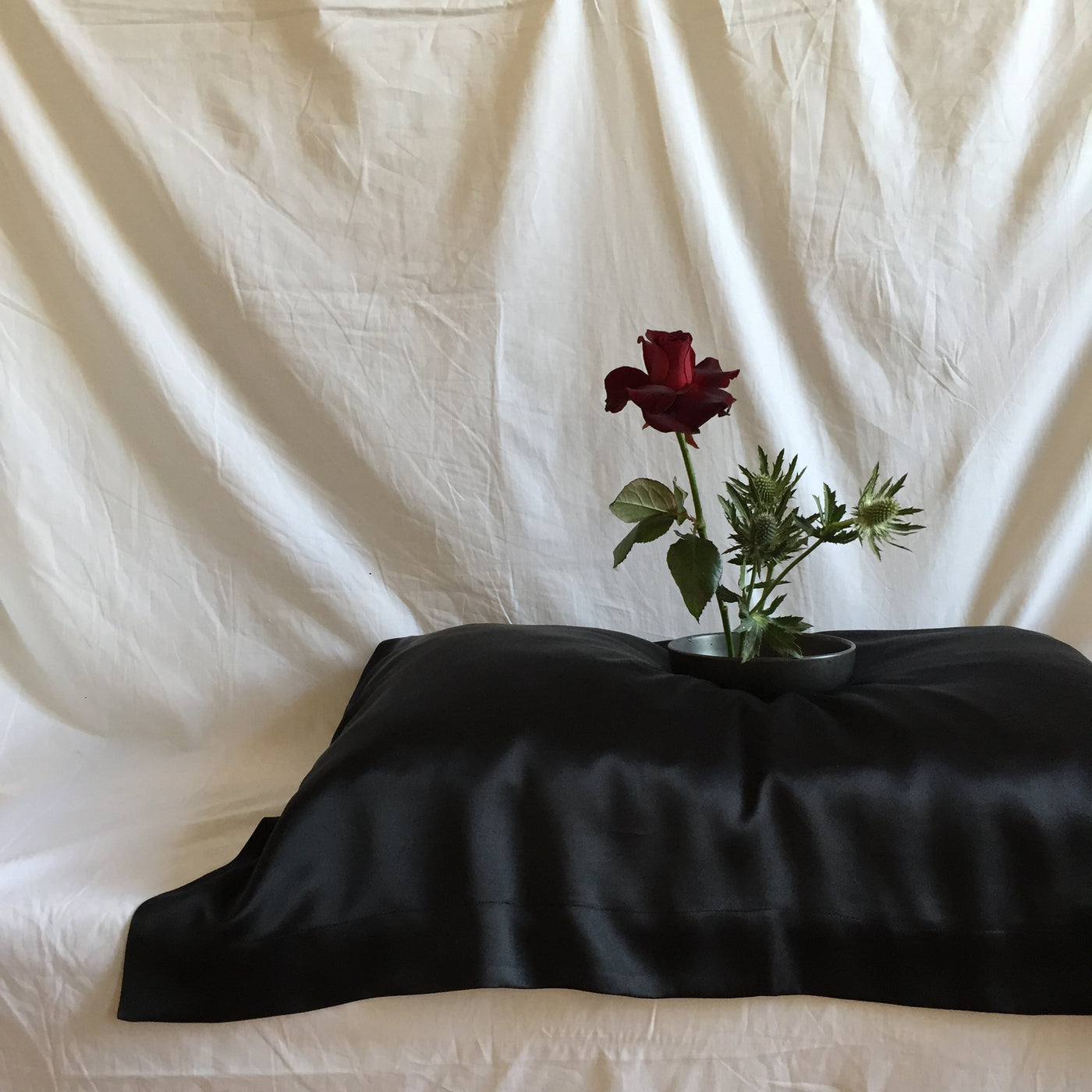 oxford silk pillowcase - black