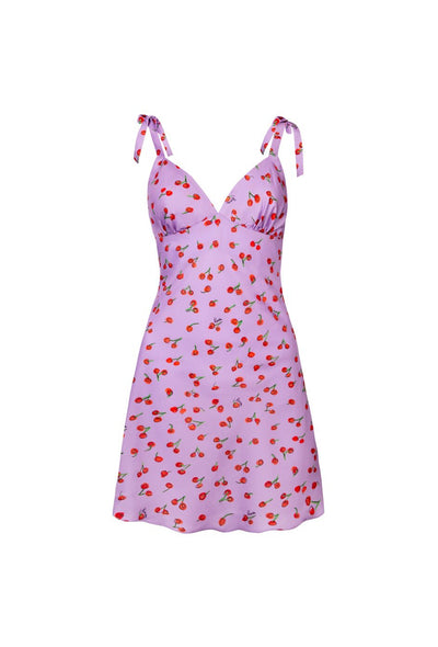 Alana Mini Slip Dress- Lilac Cherry