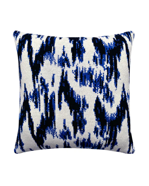 Ikat Wool & Cashmere Knitted Cushion Electric Blue