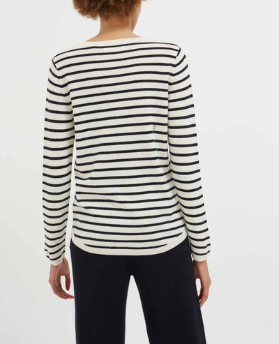 Cream-Navy Breton Heart Wool-Cashmere Sweater