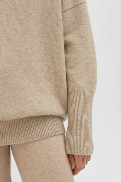 Oatmeal Cashmere Rollneck Sweater