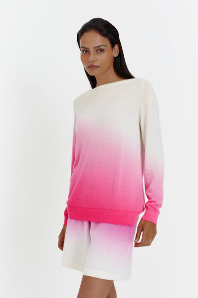Pink Wool-Cashmere Ombré Sweater