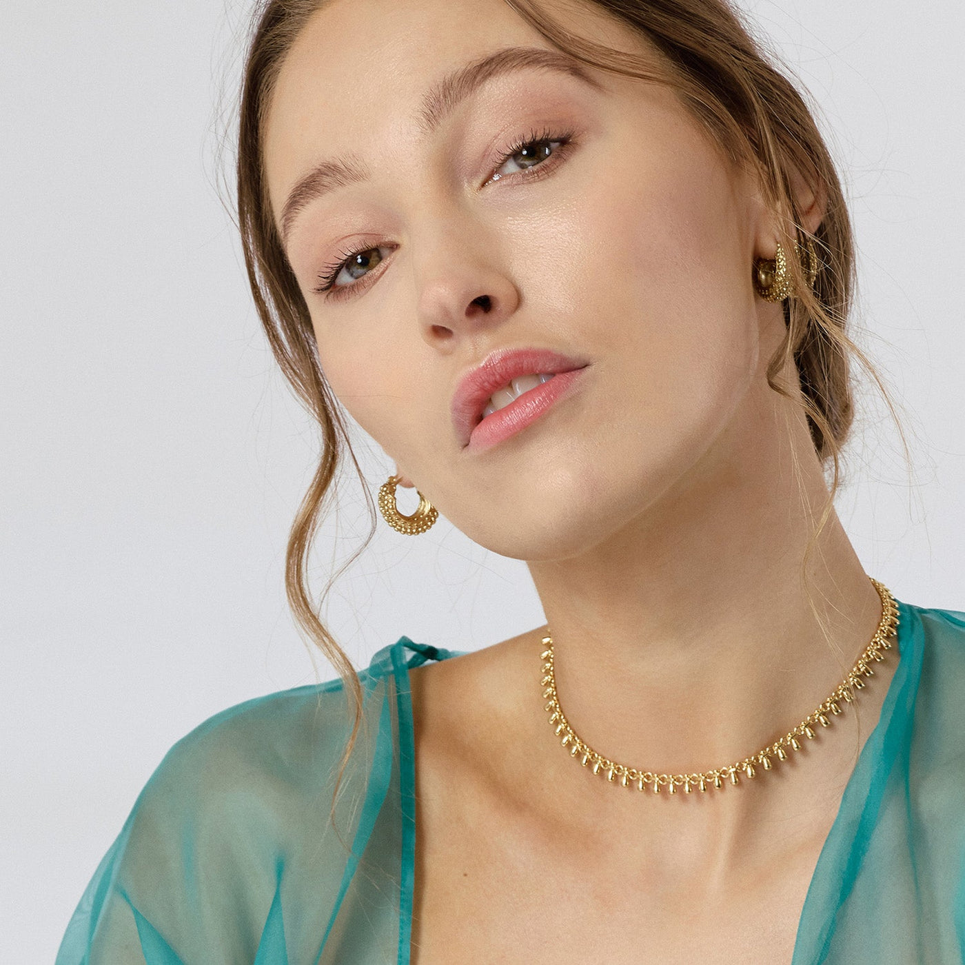 Katia Gold Chain Necklace with Teardrop Tassels