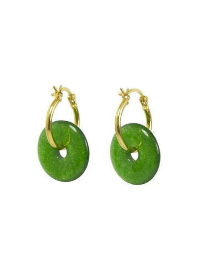 Kendric Large Jade Donut Hoop Earrings in Gold