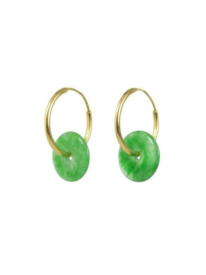 Kendric Small Jade Hoop Earrings in Gold