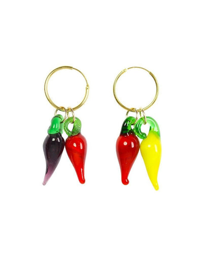 Colourful Pepper Earrings in Gold