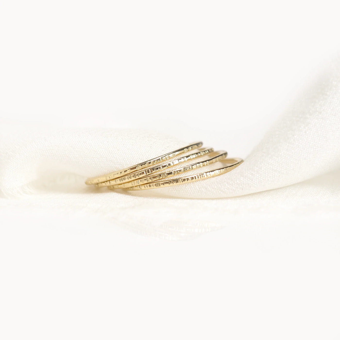 Solid 9ct Gold Bark Textured Ring