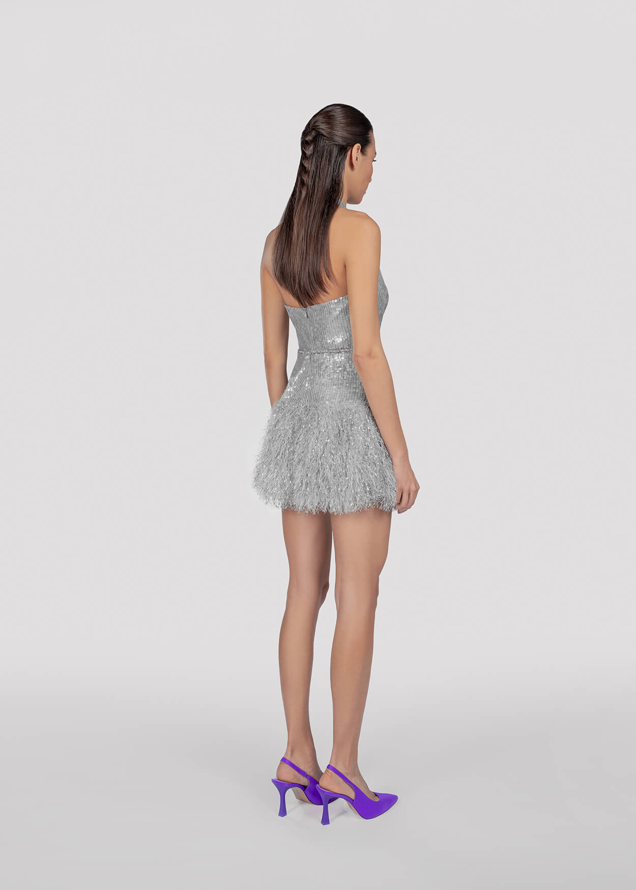 Erin Silver Embellished Mini Dress