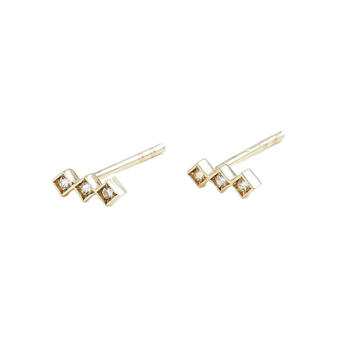 Triplet Studs in Solid 14k Gold