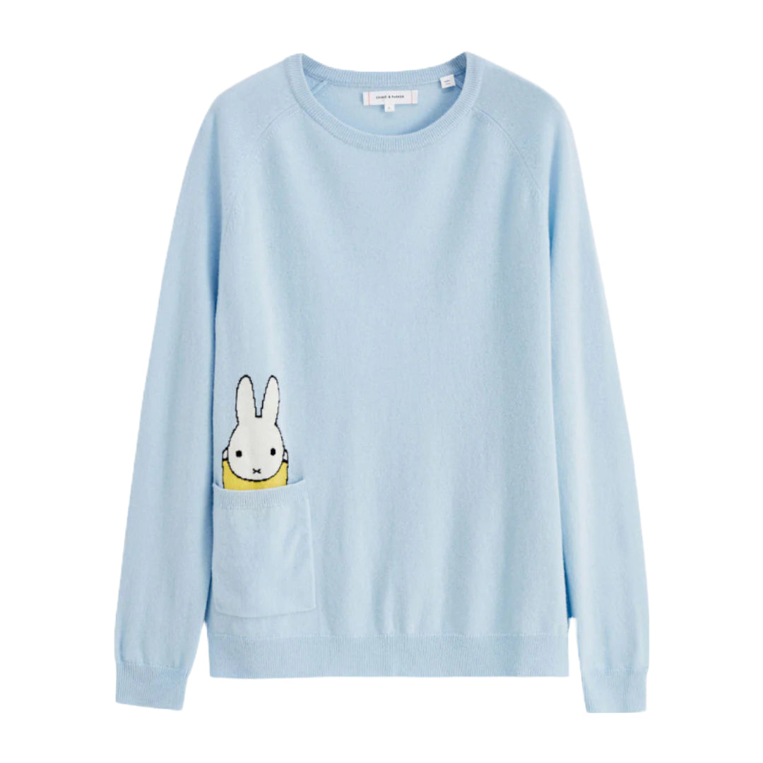 Mint Wool-Cashmere Miffy Peek Pocket Sweater