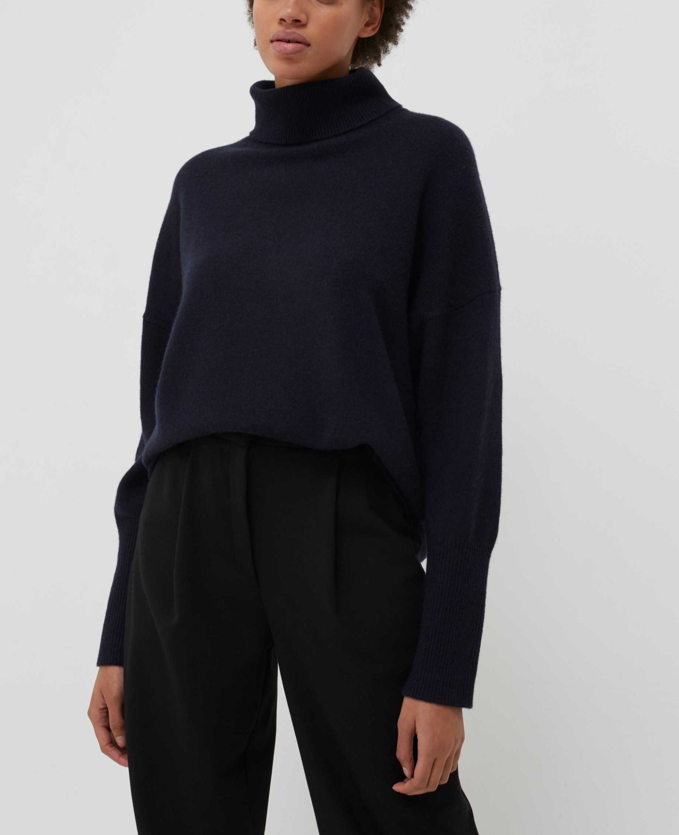 Navy Cashmere Rollneck Sweater