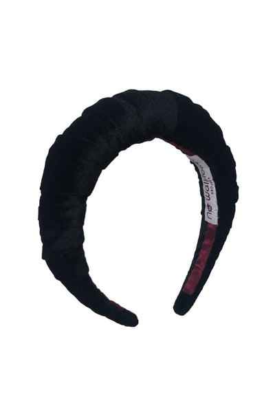 Velvet Ruffle Headband Black