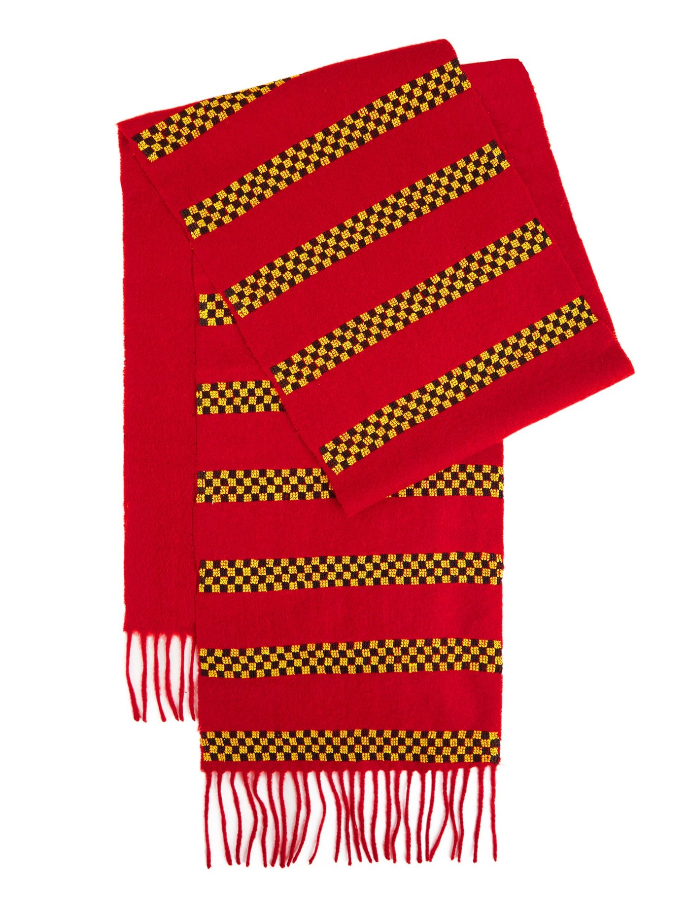 chequerboard cashmere scarf hand embroidered by refugees