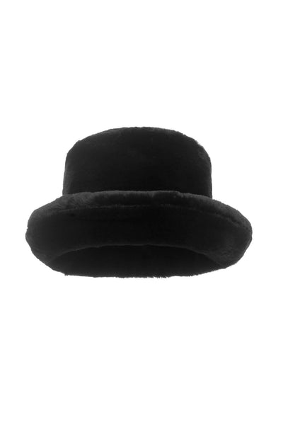 Remi Black Faux Fur Bucket Hat