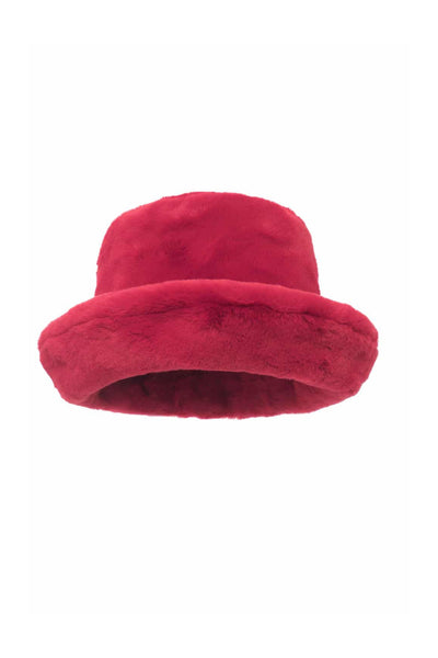 Remi Red Faux Fur Bucket Hat