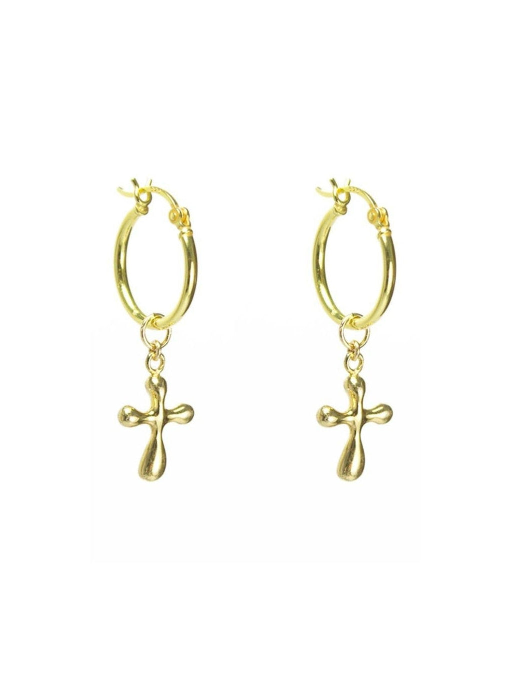 Ryder Chunky Cross Hoop Earrings in Gold