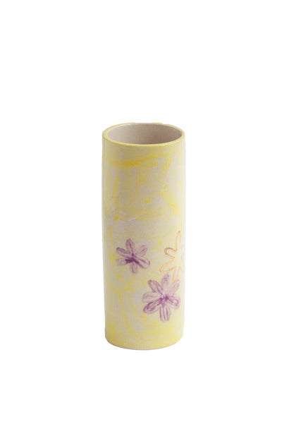 SABINNA x KANA Vase Yellow With 22 Carat Gold Hand Drawn Flower