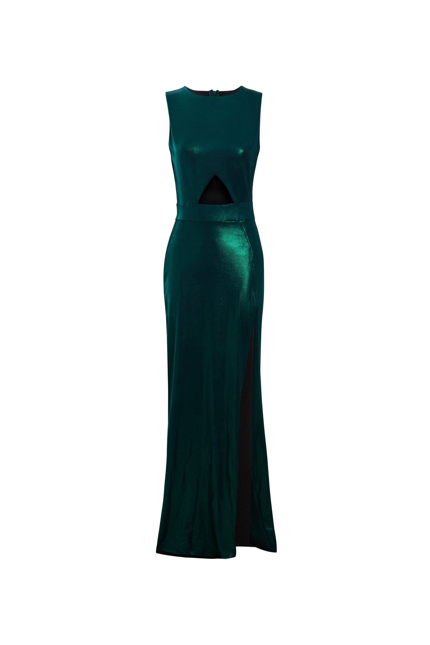 Jade Metallic Green Cut-Out Bodycon Maxi Dress