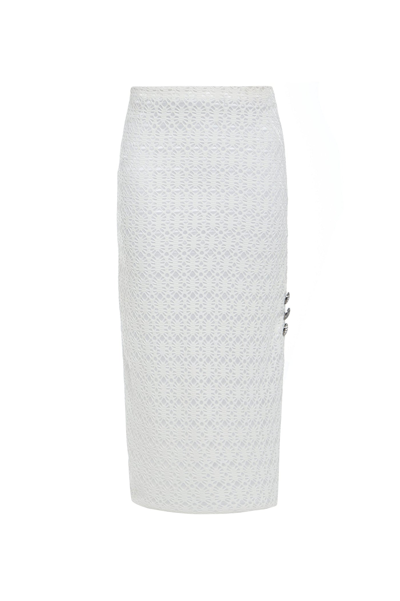 Ciara Lace Bodycon Midi Skirt White 