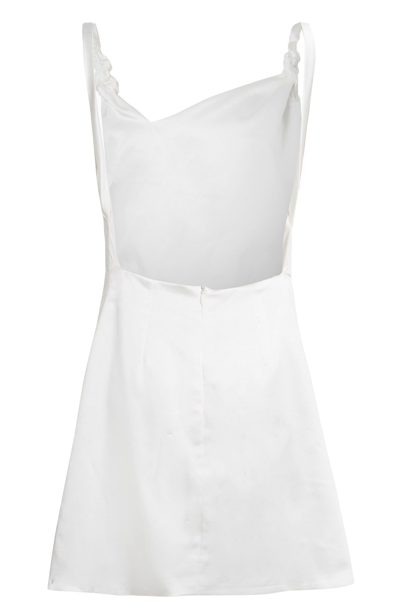ROSHA - Ivory Twisted Straps Mini Slip Dress With Side Slit