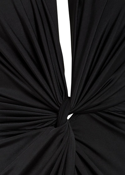 Bianca Plunge Front Knot Maxi Dress Black 