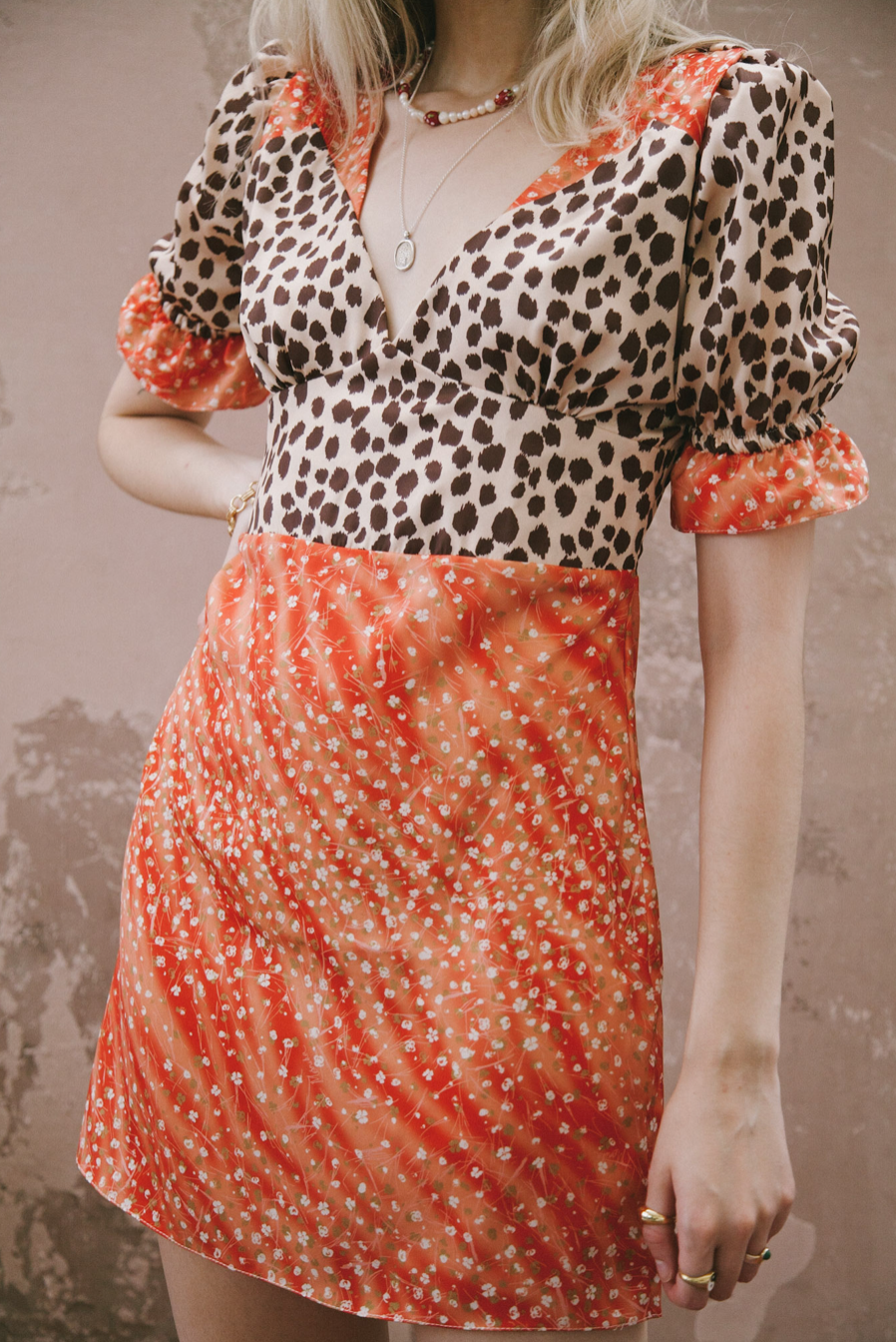 Danielle Mixed Print Mini Dress