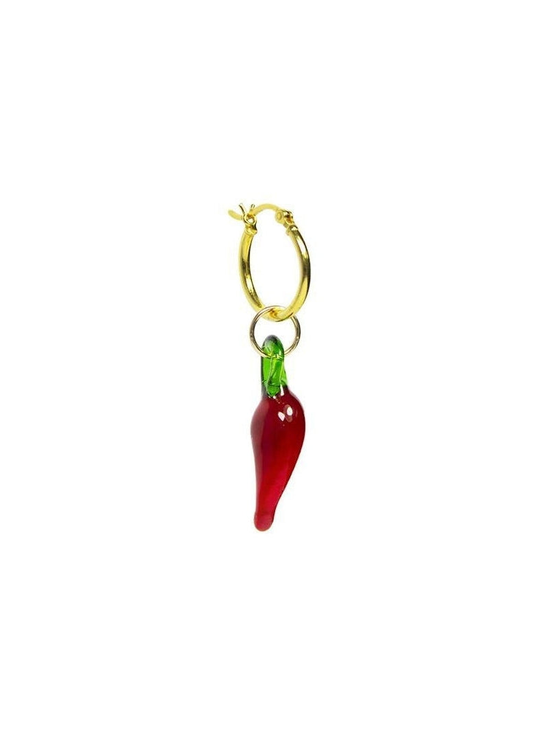 Glass Pepper Single Hoop Earring - in gold