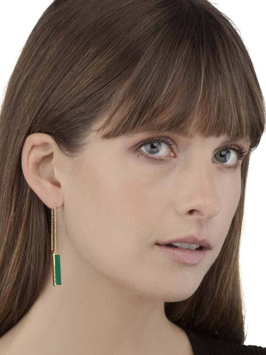 Urban Chain Earrings In Green Onyx