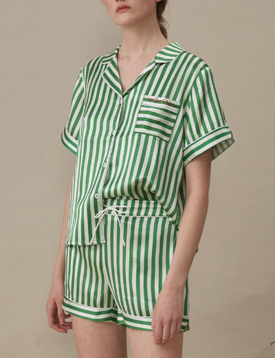 Not Just Pajama | Silk Stripes Short Pajama Set
