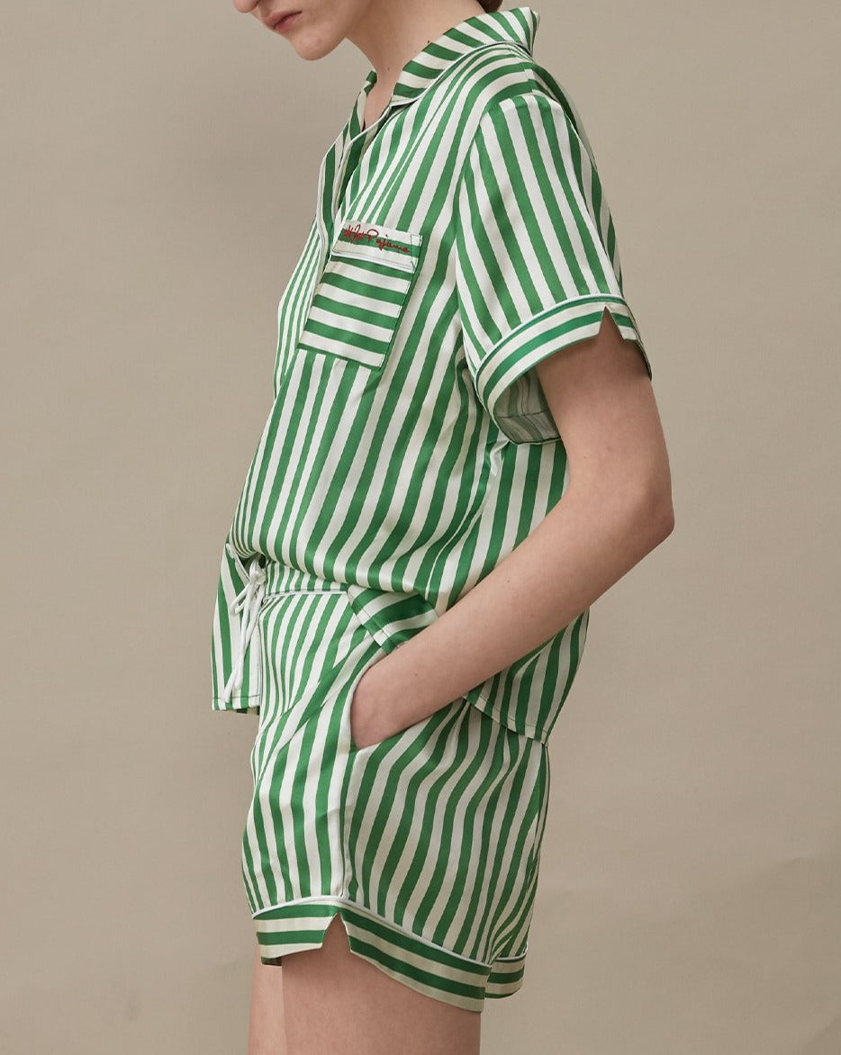 Not Just Pajama | Silk Stripes Short Pajama Set