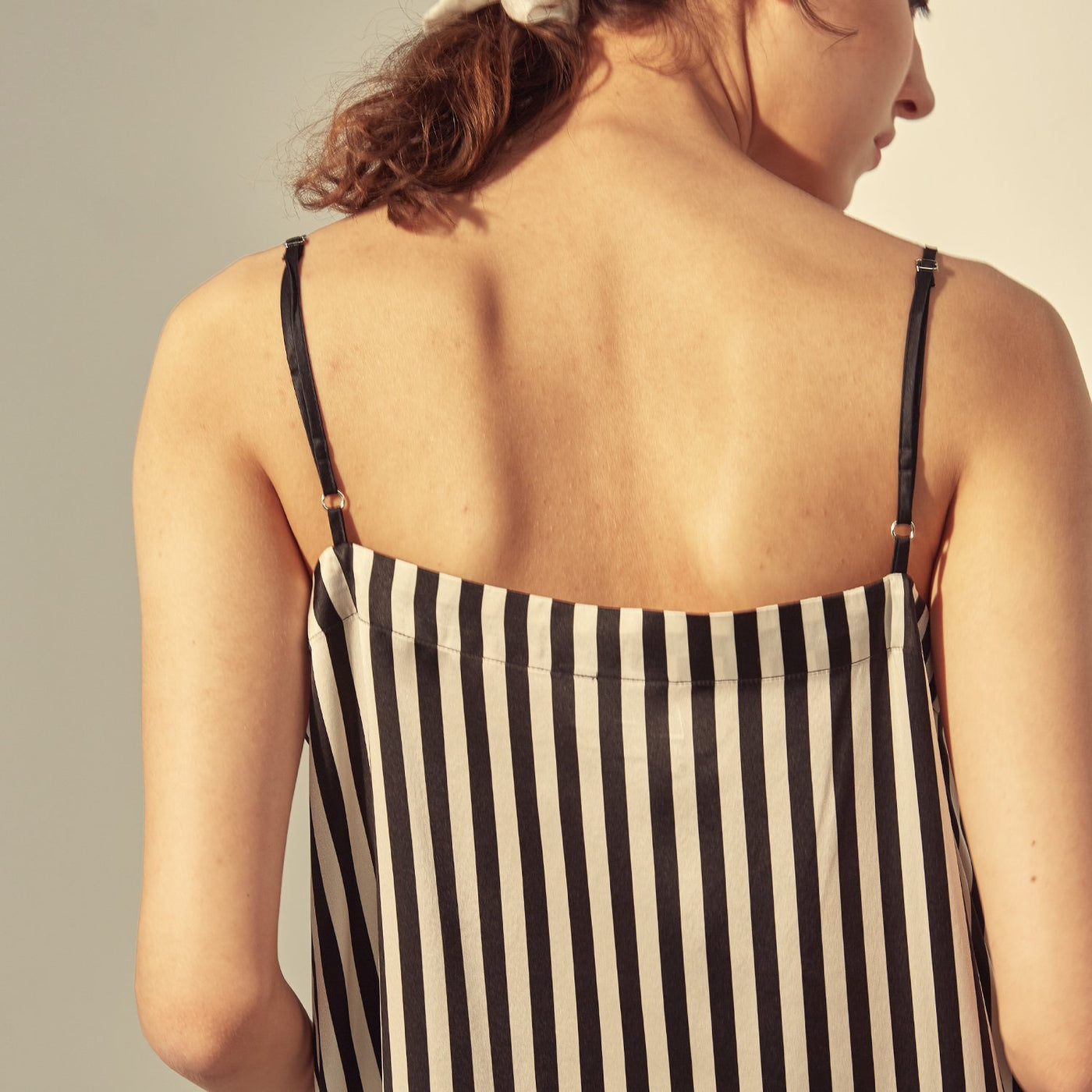 Not Just Pajama | Striped Silk Slip Dress - Black