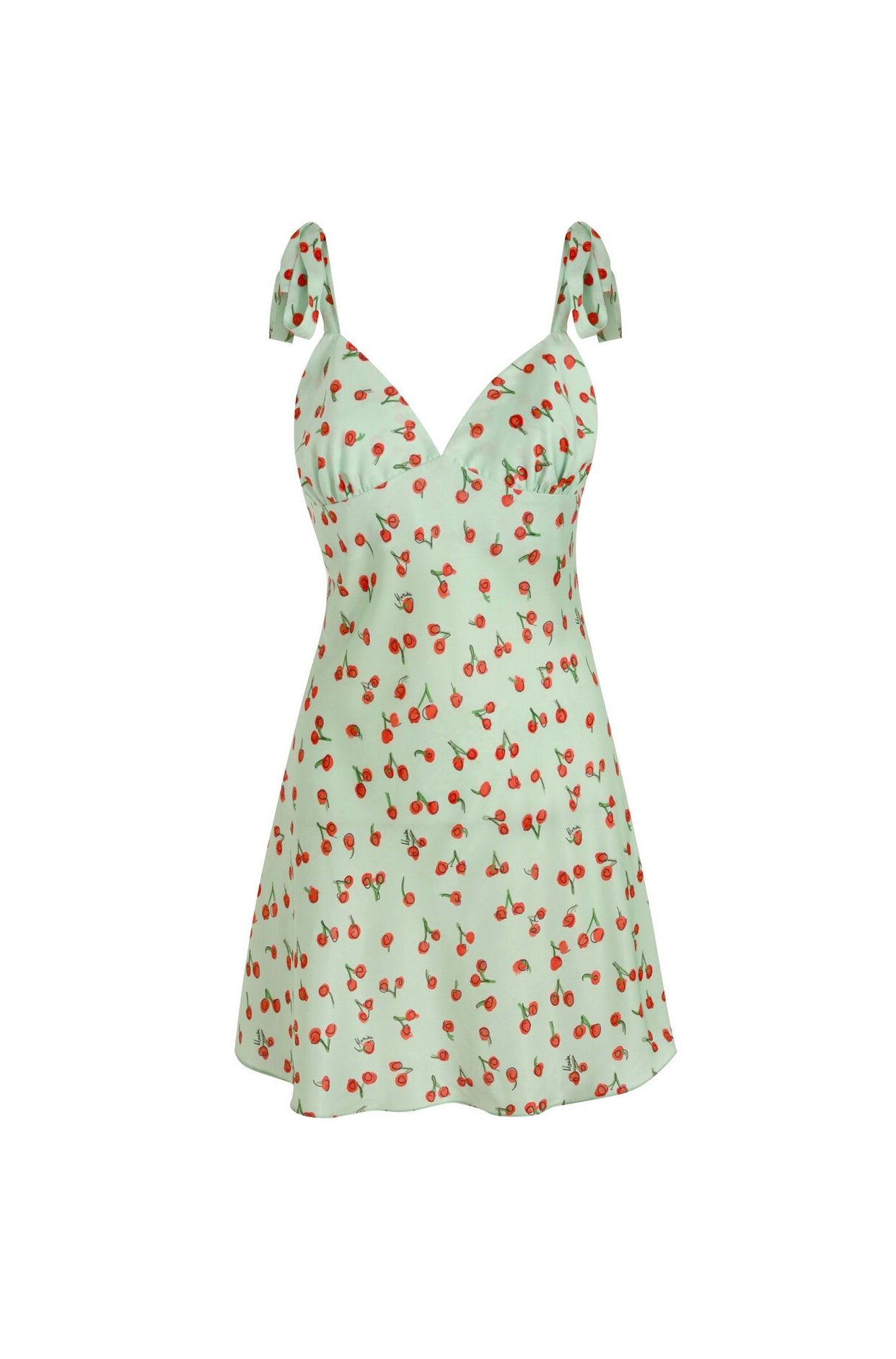 Alana Mini Slip Dress - Green Cherry