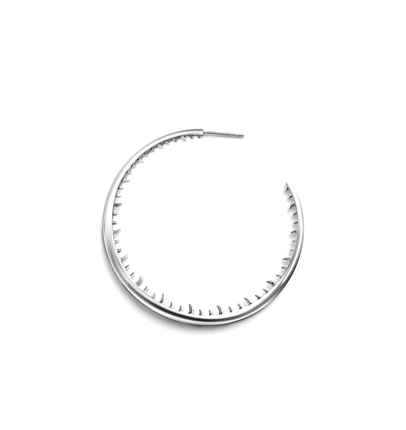 Large Bali hoop earrings | Sterling Silver - White Rhodium
