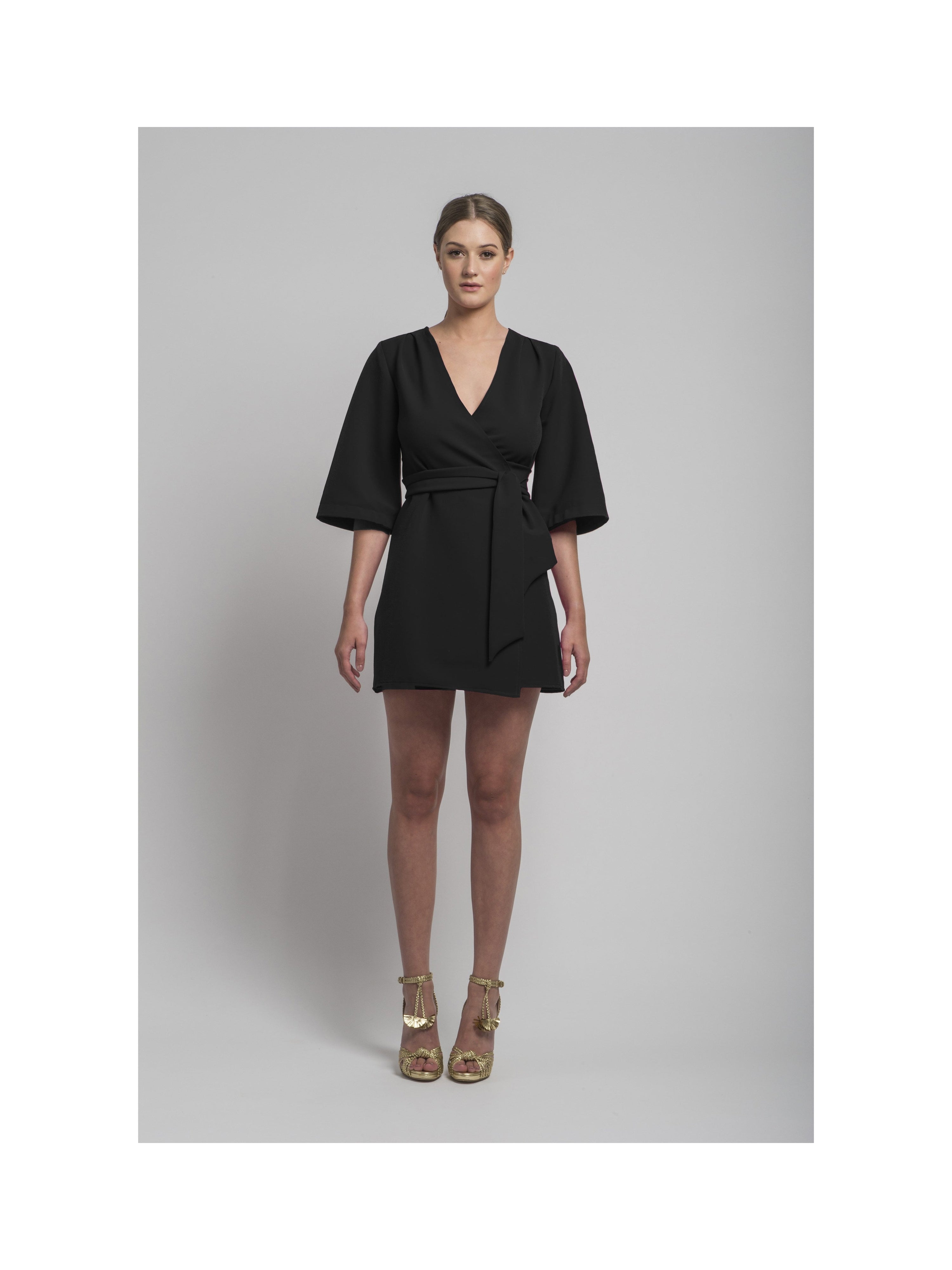 Mary-H-Wrap dress in Black