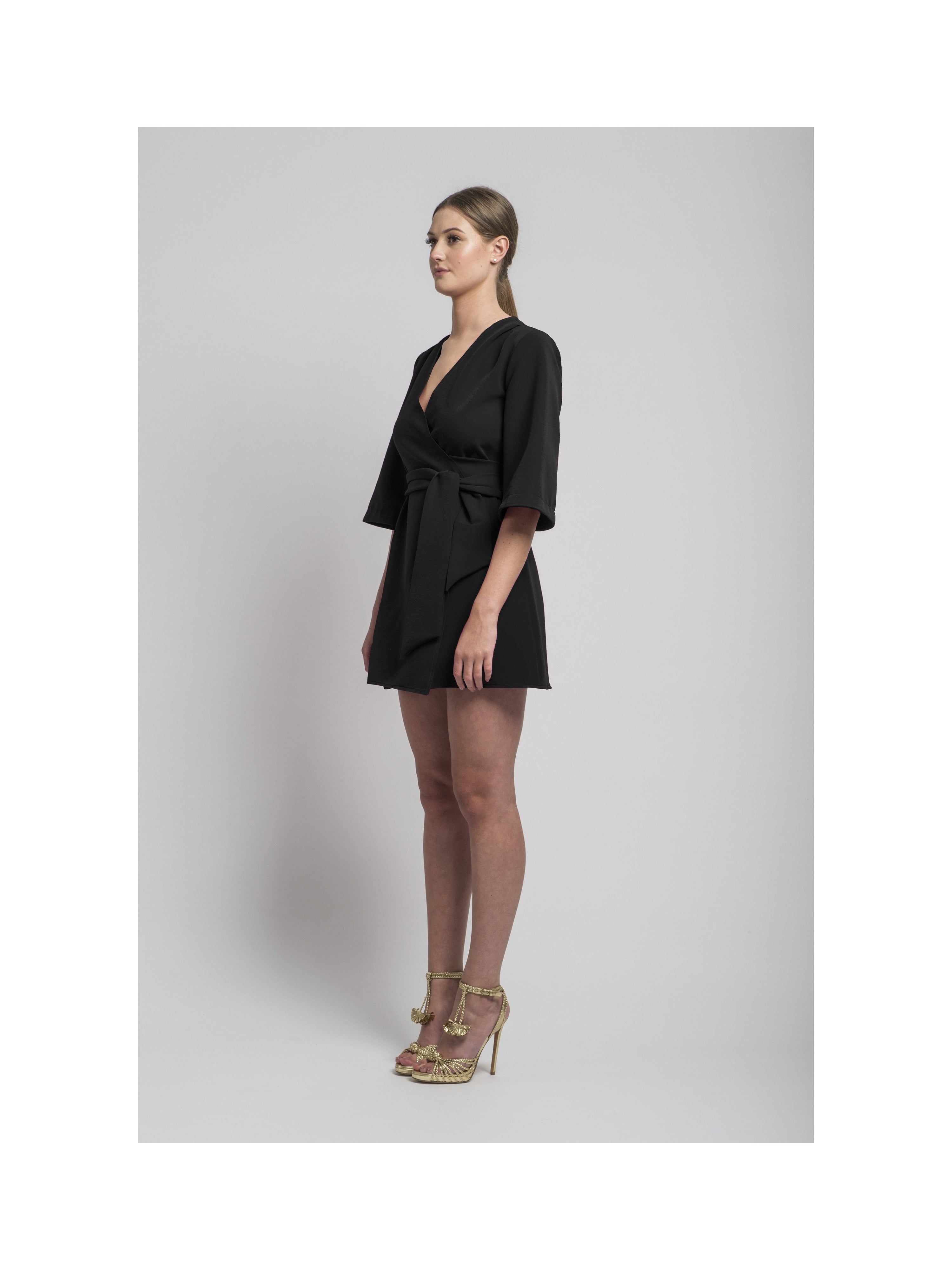 Mary-H-Wrap dress in Black