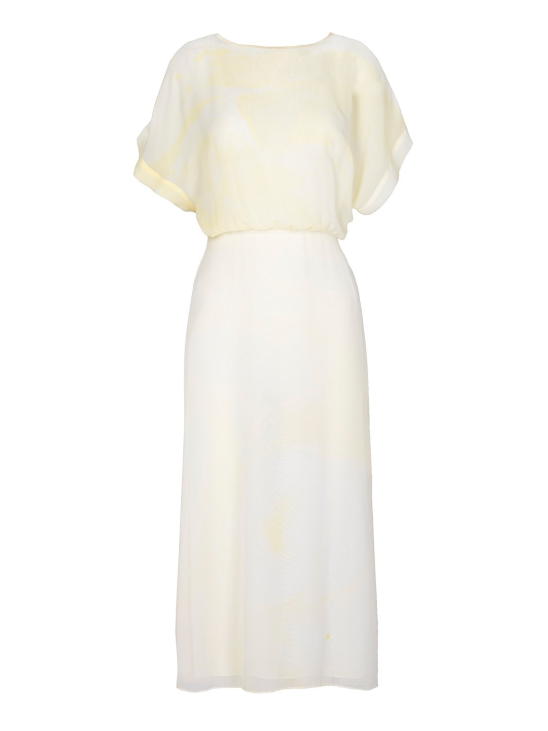 Edward Mongzar Silk Hand Marbled Misty Dress in Yellow