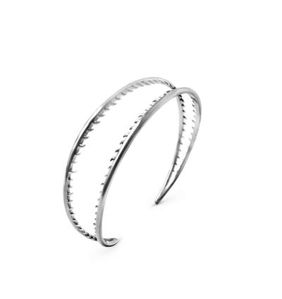 Flores Open Cuff Bracelet  | Sterling Silver - White Rhodium