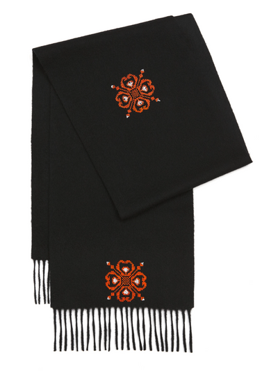 Hand Embroidered by Refugees Cashmere Flower Scarf