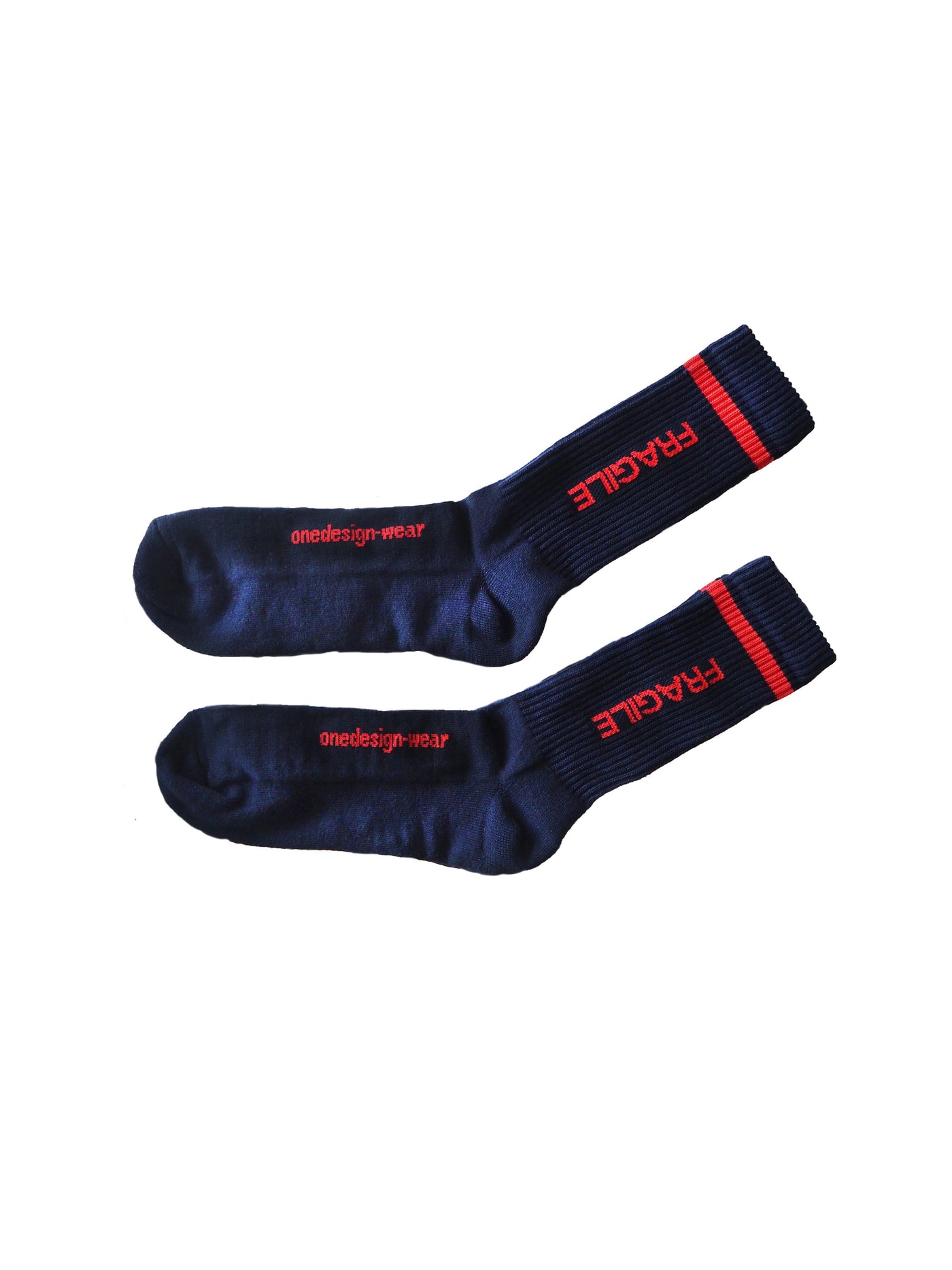 FRAGILE socks in dark blue