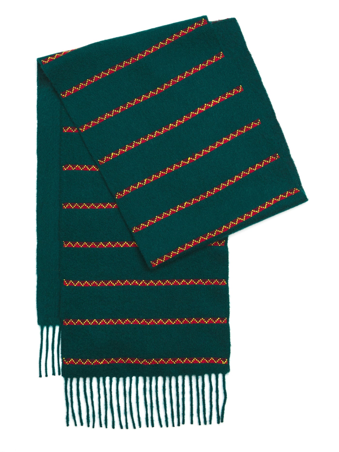 Hand embroidered by refugees cashmere stripe scarf