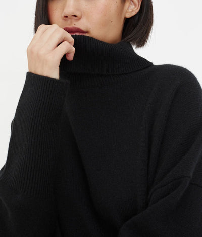Black Cashmere Rollneck Sweater