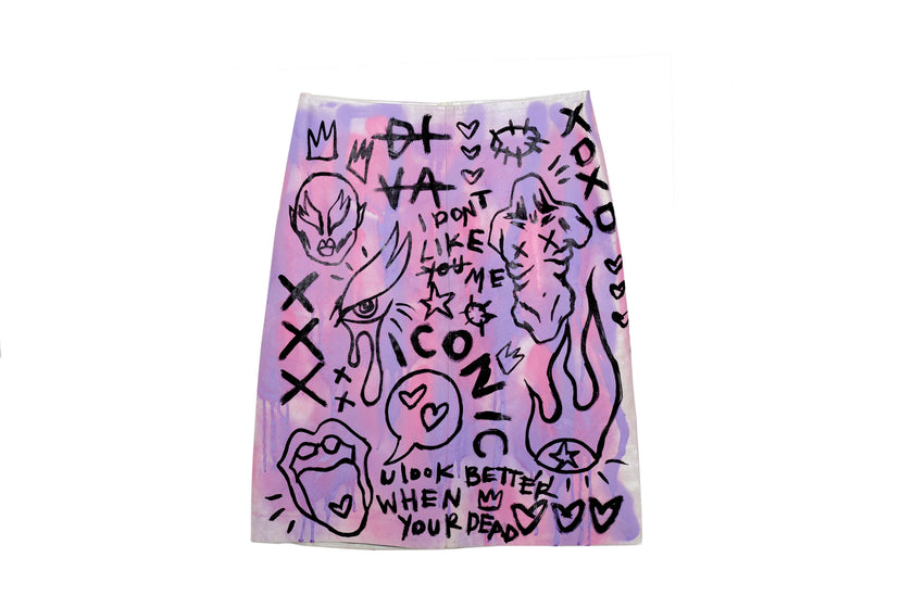 'ICONIC' PINK AND PURPLE PLEATHER SKIRT