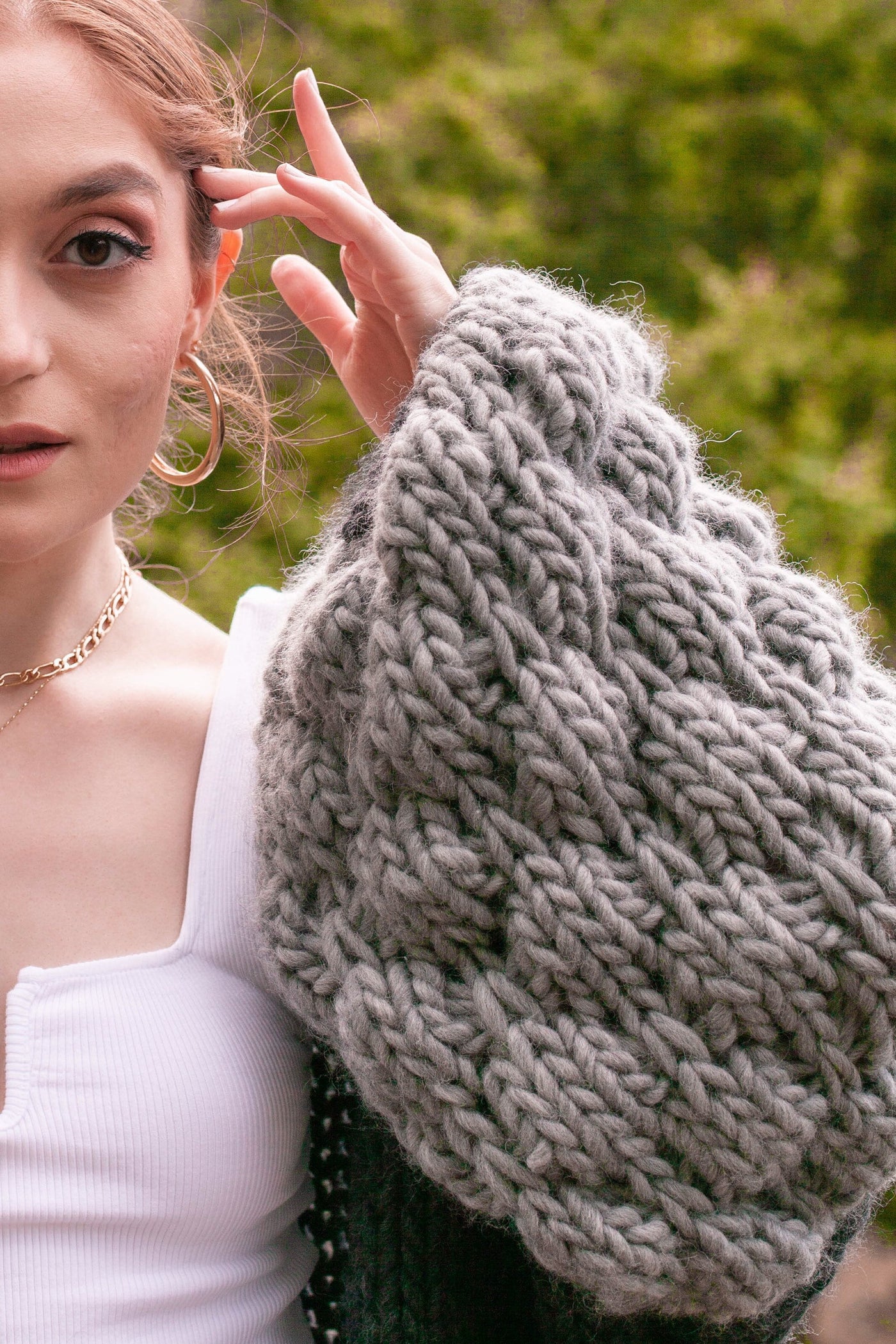 Chunky Knit Bubble Sleeve Wool Cardigan