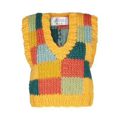 Chunky Knit 100% Merino Wool V Neck Vest