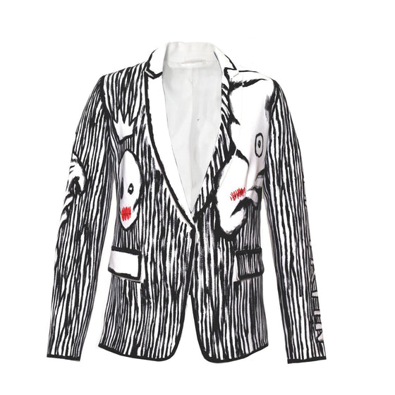 'DEMON' Black and White striped Jacket