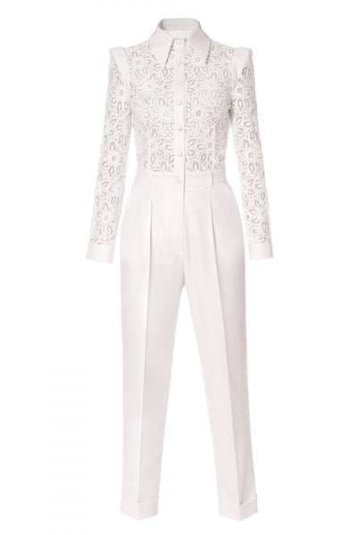 Aylin Aesthetic White Lace Top Jumpsuit – Lone Design Club